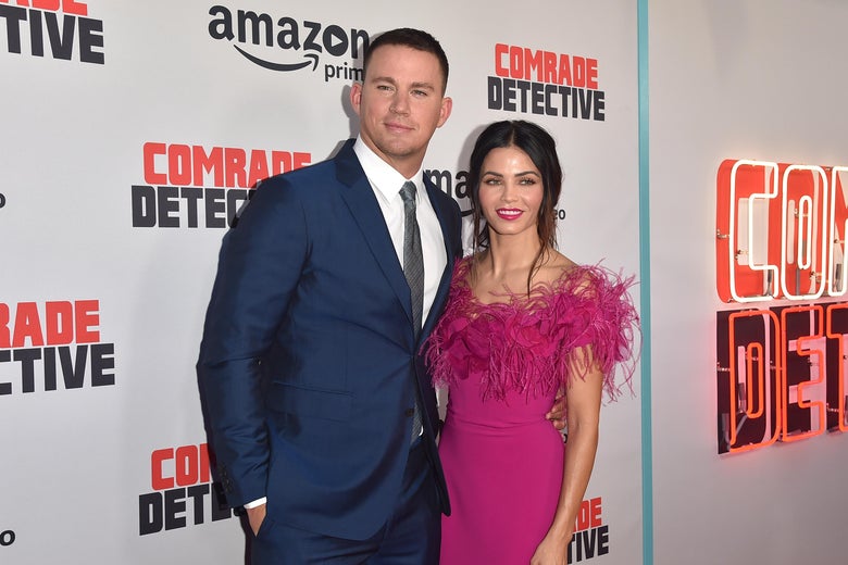 Channing Tatum and Jenna Dewan Tatum attend the premiere of Amazon's Comrade Detective in 2017.